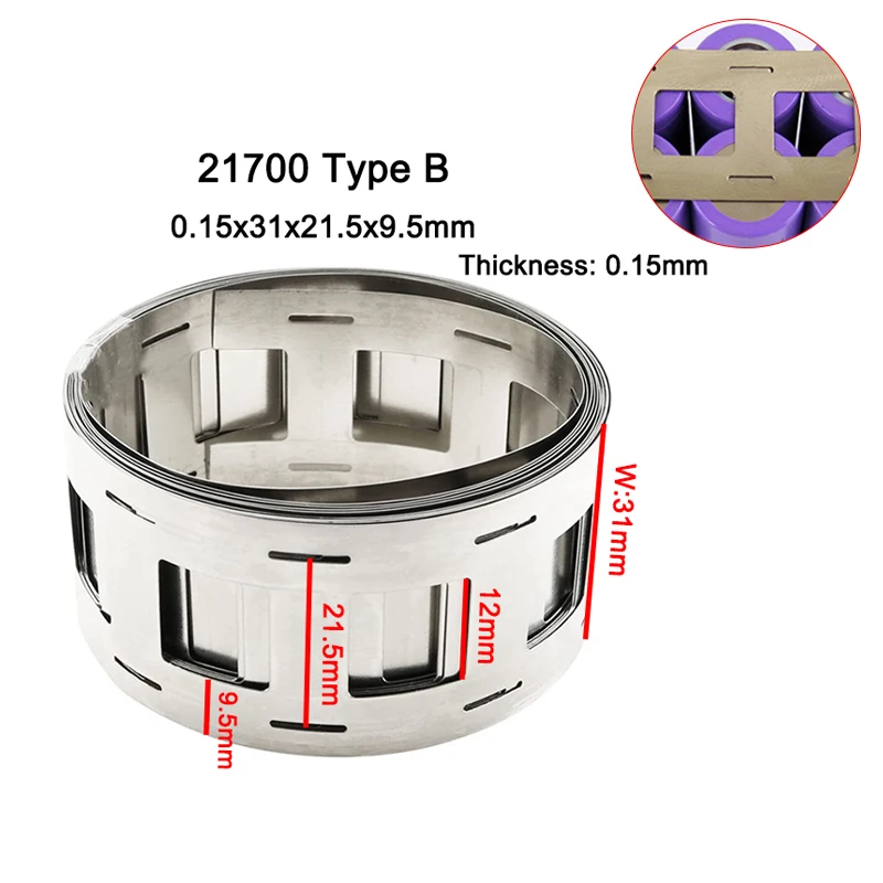Imagem -04 - Bateria de Lítio de Aço Niquelado 18650 21700 Tira de Cobre da Soldadura t2 Baterias Li-ion 1m 2m 015x27 mm 2p
