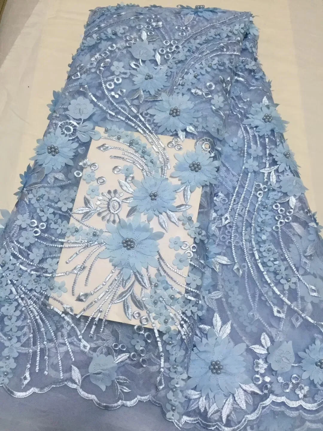 

African Lace Fabric US Royal Blue African Voile French Lace Fabric with Rhinestone 5 Yards Per Lot Wedding Dress Lace ALC-CD1822