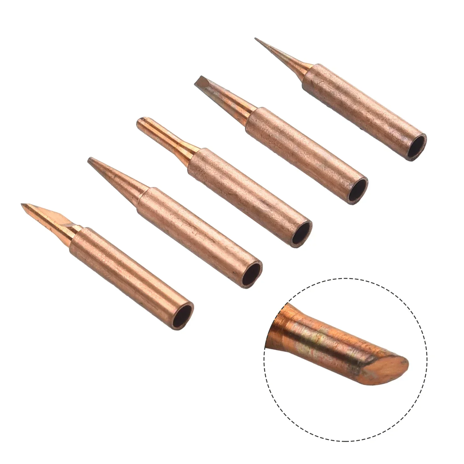 5pcs Professional Bit Copper Iron Tips Sets Soldering Tip Replacement Home Tool Accessories For General Welding Applications