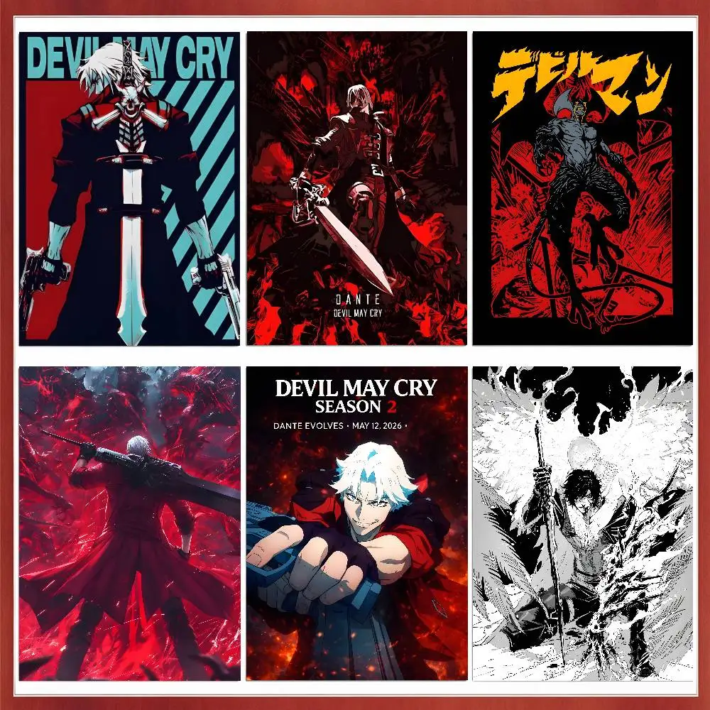 1PC Game D-Devil M-May Cry-S Poster Waterproof Wall Art Sticker For Bar Living Room Vintage Decor High Quality Print