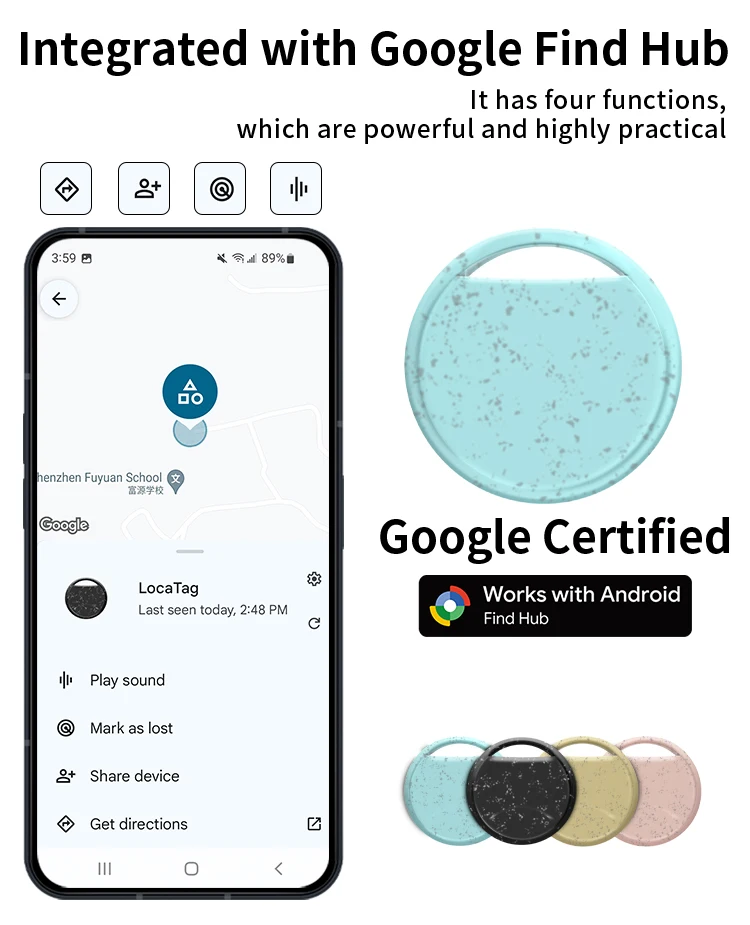 4PCS Android GPS Tracker Wallet Luggage Locator Anti Loss Eco Smart Tag via Google's Find Hub for Samsung Xiaomi MOTO Finder