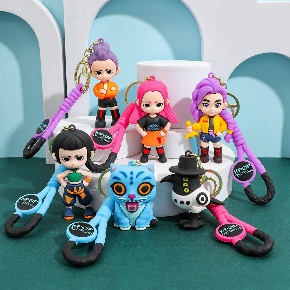 Novo k pop demônio bonecas chaveiro brinquedos kawaii anime brinquedo pvc mochila pingente crianças aniversário presentes de natal