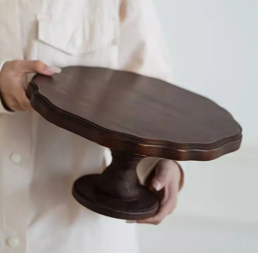 Rubberwood Antique Handmade Pedestal Tray