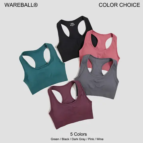 WAREBALL 탱크 탑 여성 여성 체육관 요가 브래지어 패딩 스포츠 브래지어 이동식 운동 자르기 탑 피트니스 브래지어 운동 스포츠웨어를 밀어