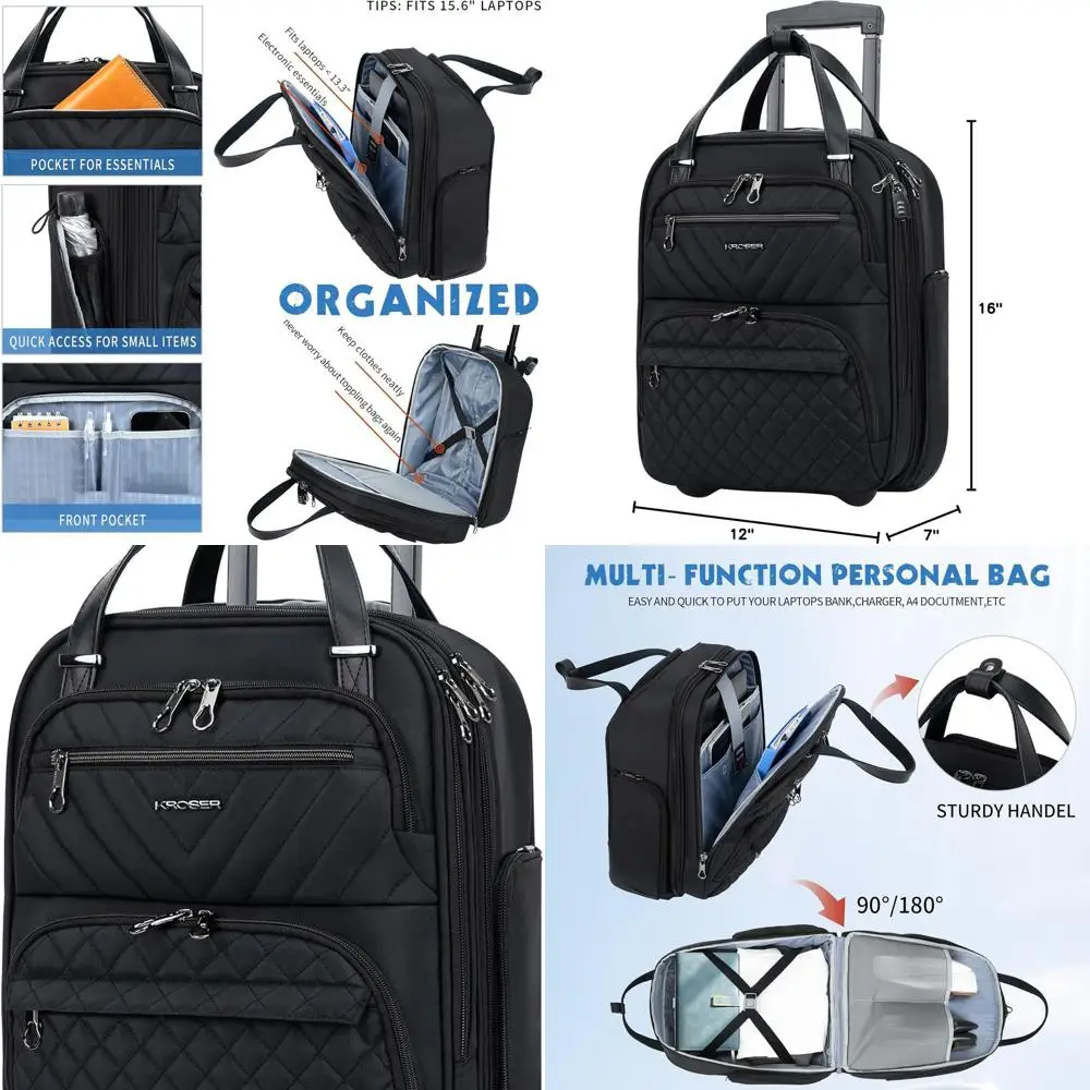 

16, легкий многофункциональный чемодан для ручной клади для ночных путешествий, черный