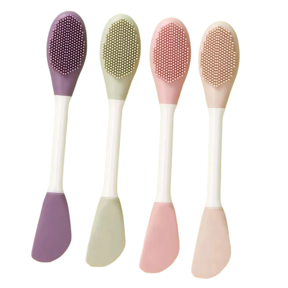 Escova de silicone para máscara facial, cabeça dupla, limpador de poros faciais, aplicador de filme de lama, ferramentas de limpeza para mulheres, fer