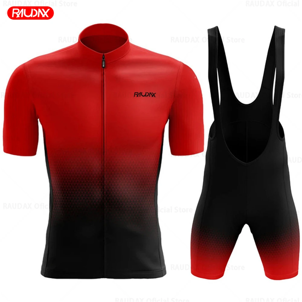 2025 Raudax Sports Team Training Cycling Clothing Breathable Men Short Sleeve Mallot Ciclismo Hombre Verano Cycling Jersey Sets