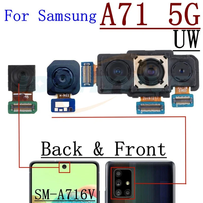 Rear Front Camera For Samsung Galaxy A71 4G 5G UW Back Facing Frontal Backside Selfie Camera Module Flex Spare Parts