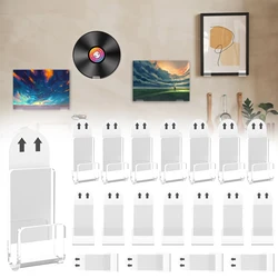 18PCS/Set Vinyl Record Wall Mount Display Shelf No Drill Self Adhesive Clear Album Wall Storage Hangers Holder for Home Office