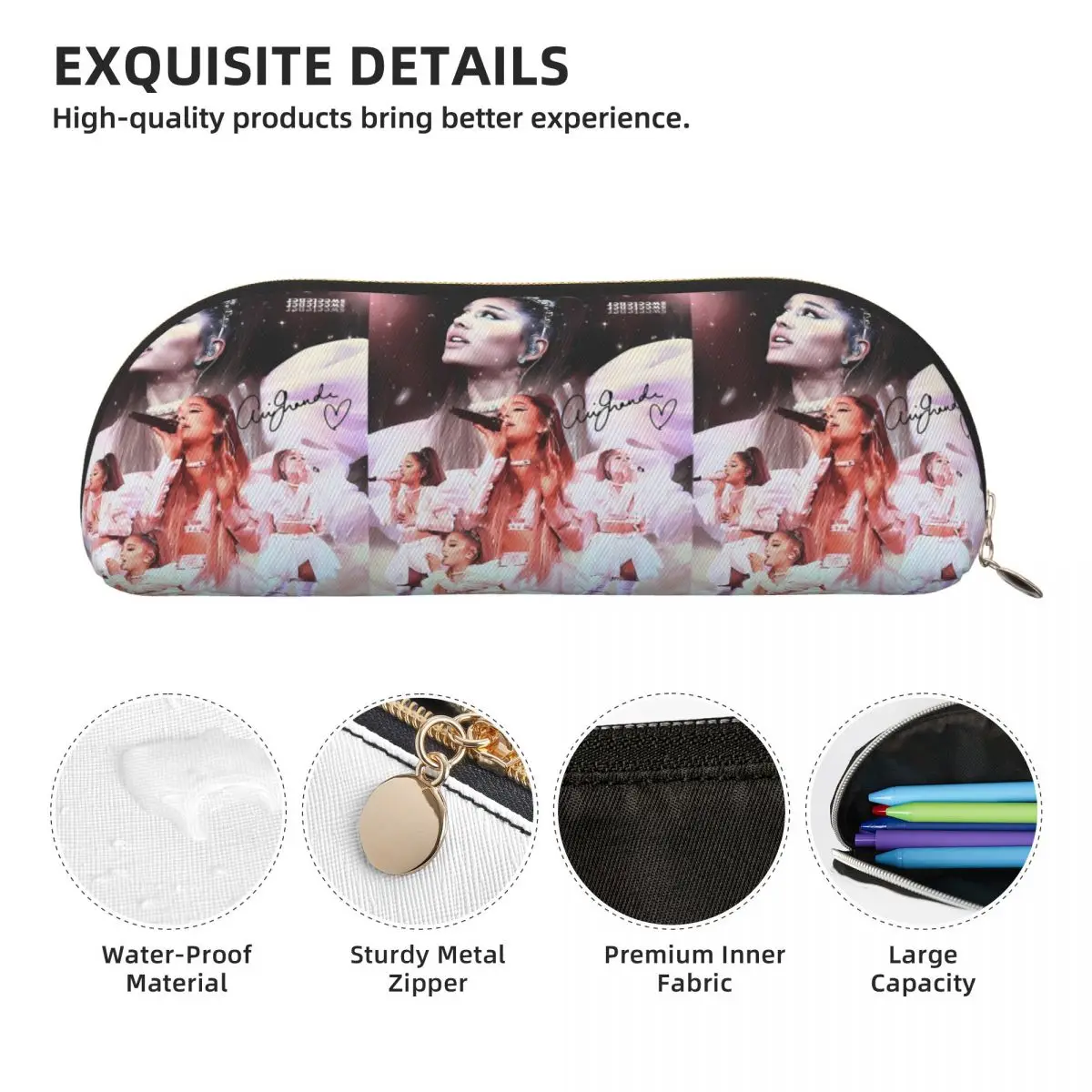 Astucci per matite vintage pop music Ariana Grande Portapenne Forniture per cancelleria Scatola per penne grande Astuccio per matite Ragazzo Ragazza