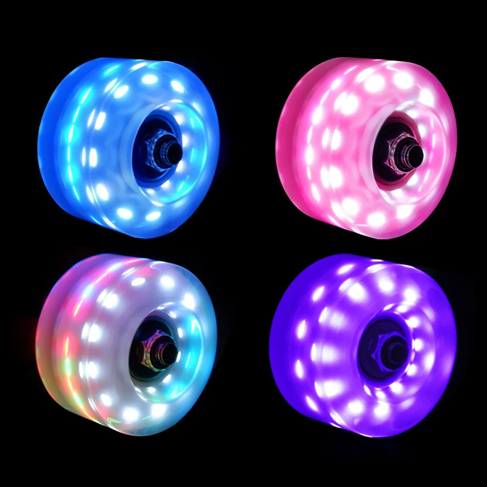 PU High-Flash 6-LED Roller Skate Wheels 58x32mm Skateboard & Double Row Light Up Wheels for Indoor/Outdoor Rinks AMB322