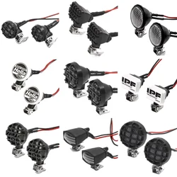 RC Car Round Roof LED Headlights Spotlight with Bracket for 1/10 Crawler Traxxas TRX4 TRX6 Axial SCX10 III YK4082 Tamiya CC01