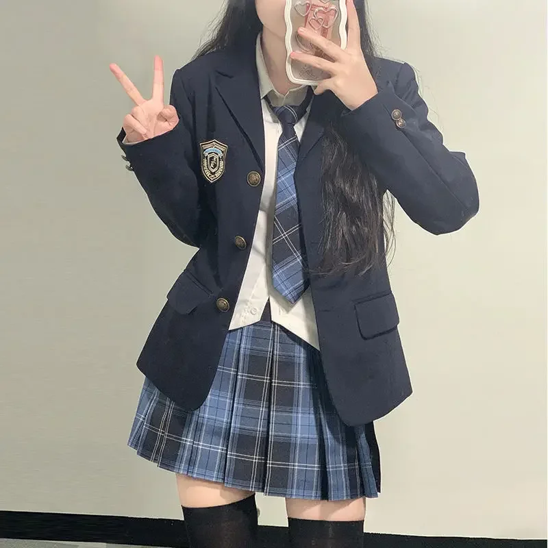 女子学生向けカレッジ風制服、jkスーツ、ベーシックスタイル、秋冬スーツジャケットセット、パフォーマンス衣装。