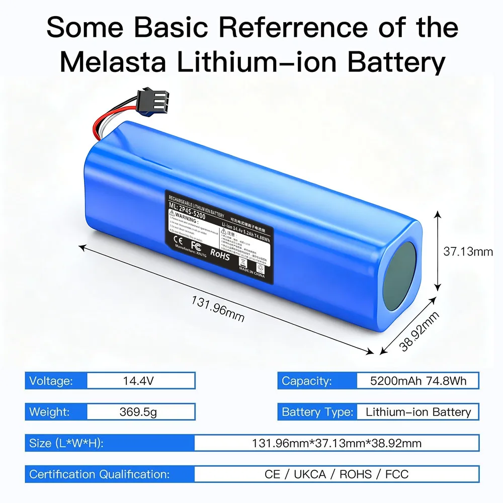 

Proscenic M7 Pro M8 Pro M7 Max Replacement Battery 14.4V 6500mAh, Compatible with Viomi S9 Lenovo LR1 Coredy L900 Kyvol S31