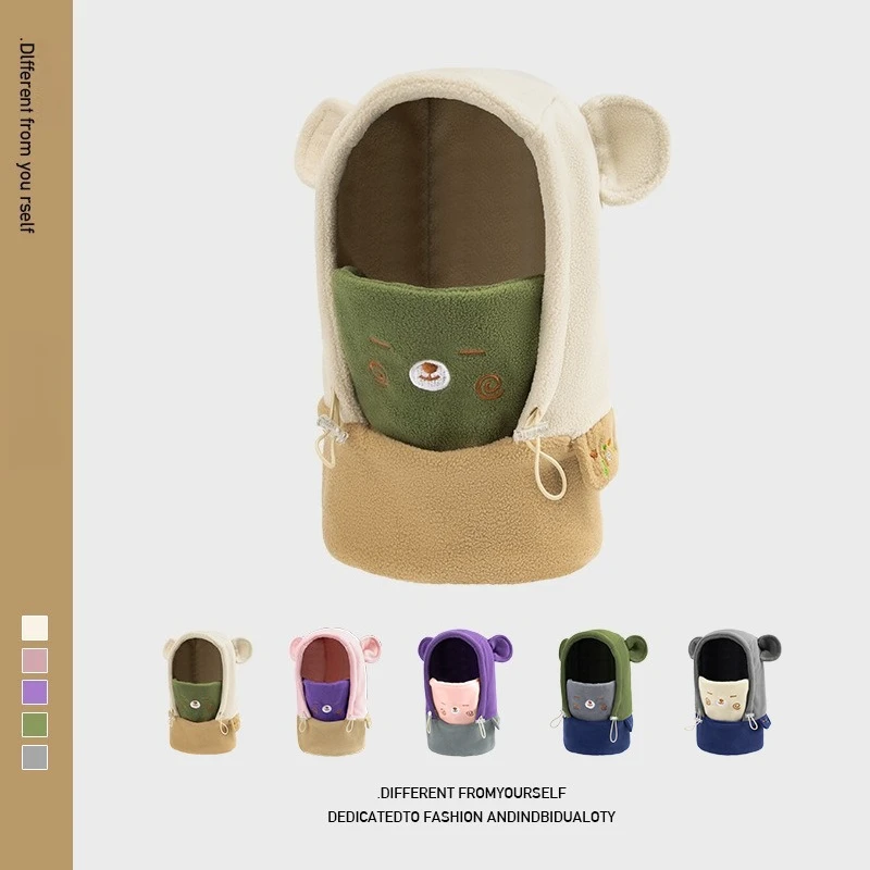 

Зимние уличные ветрозащитные плюшевые шапки-бини и теплая шапка для детей, милая вязаная забавная цельная шапка с мультяшными животными для детей