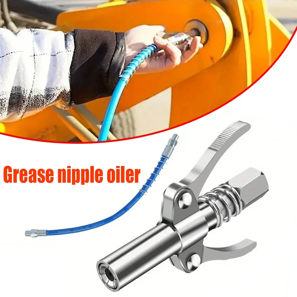 1 Pcs High Pressure Double Handle Grease Head New Grease Nozzle Built-in Gear Grease Nozzle Oiler Easy Push Accessories