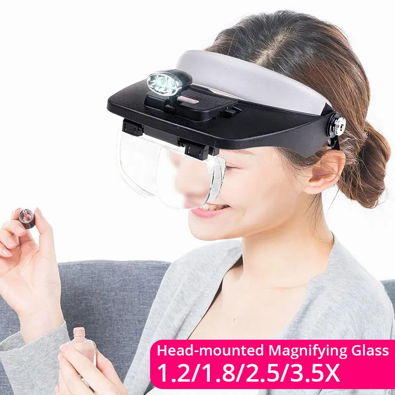 

Head-mounted Magnifying Glass Led with Lighted Glasses for The Elderly Reading Electronic Repair Clocks Watches Micro-engraving