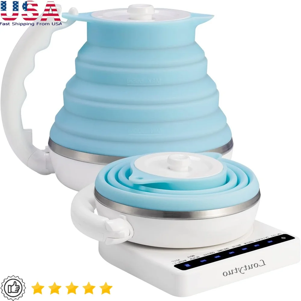 

Ultrathin Foldable Electric Kettle Food Grade Silicone Dual Voltage Variable Temperature Control Auto Shutoff Keep Warm Travel