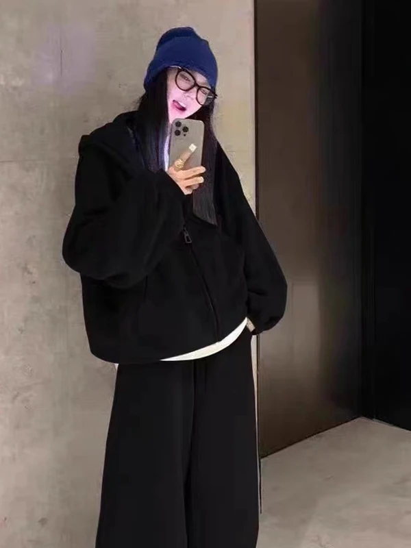 

Модный осенний комплект худи и брюк большого размера с удлиненными рукавами, повседневная спортивная одежда, парный комплект из двух предметов