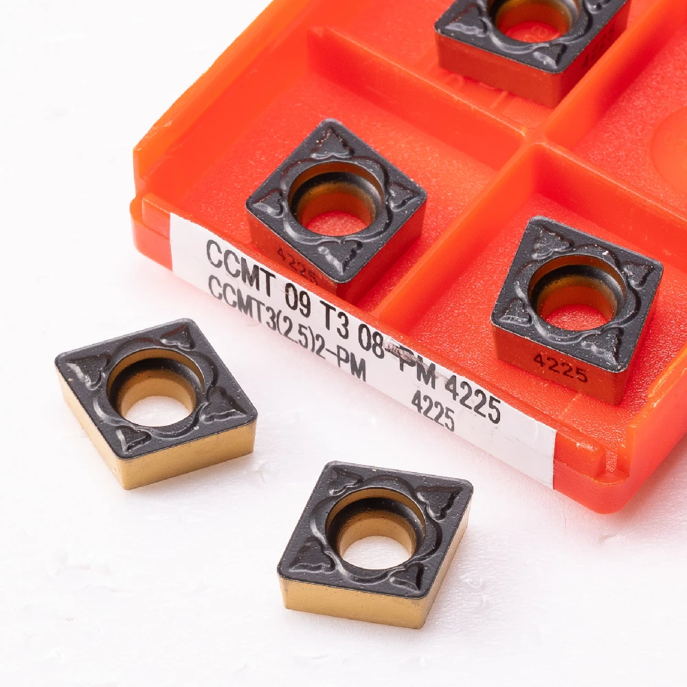 Imagem -02 - Inserções de Carboneto Ccmt09t304 Ccmt09t308 pm 4225 Metal Torneamento Ferramenta Torno Rosto Fresa Ccmt 09t304 09t308 10 Peças