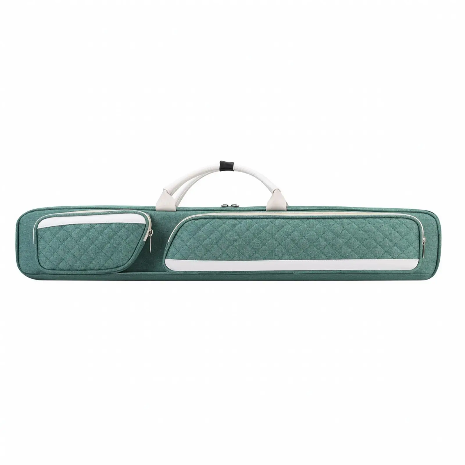Compact Billiard Cue Holder Case with Padded Panels and Zippered Pockets for Chalk and Repair Tools