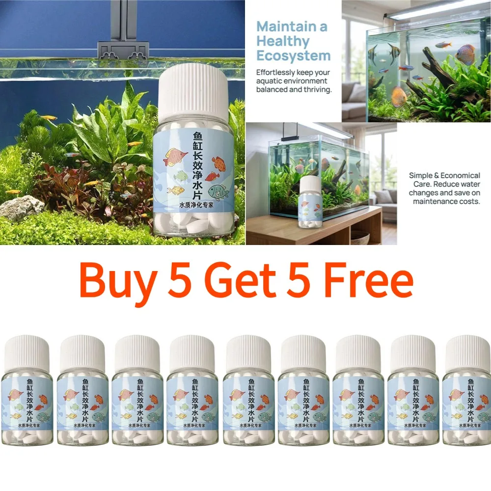 Freshwater Aquarium Water Purification Tablets Rapid Ammonia Detoxifier Clear Water Enhancer Safe for Fish Tank Buy 5 Get 5 Free