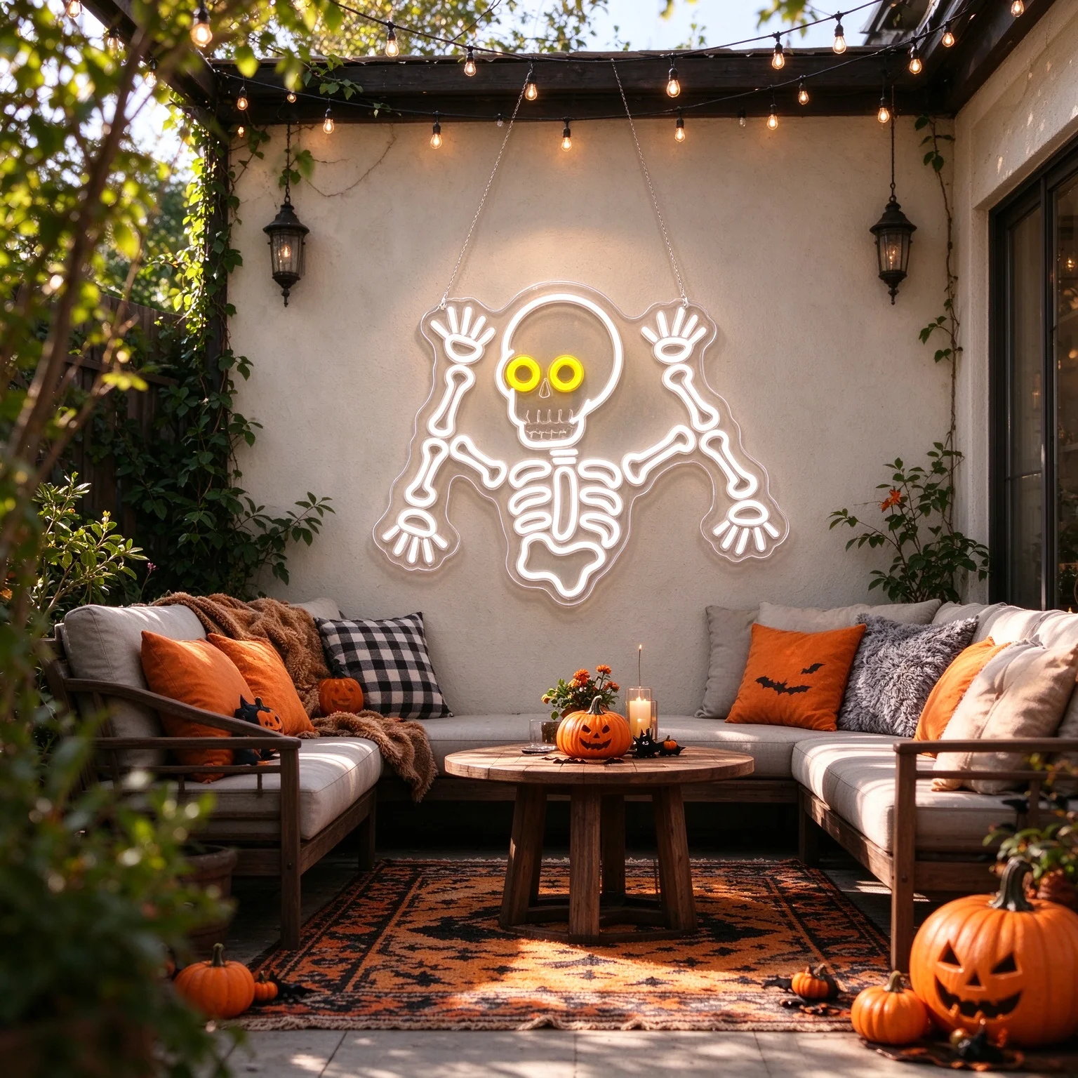 1 piece of Halloween skeleton neon sign wall decoration light LED acrylic luminous light board dimming switch button Halloween w