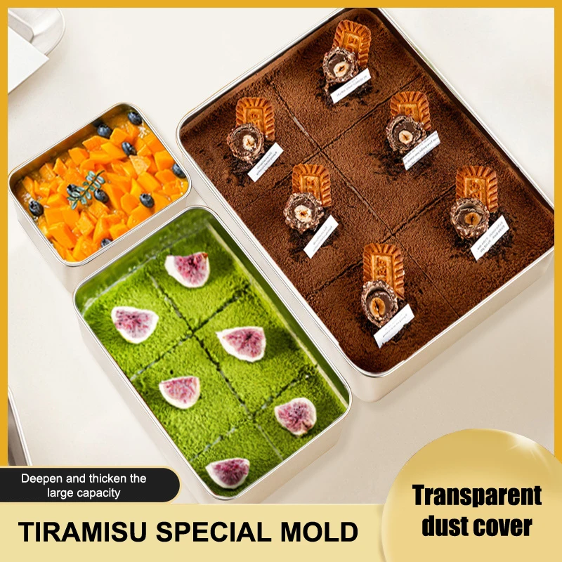 

1Pieces Tiramisu Muffin Pan Stainless Steel Cheesecake Pan Baking Mould Rectangle Cake Pan Outdoor Tableware