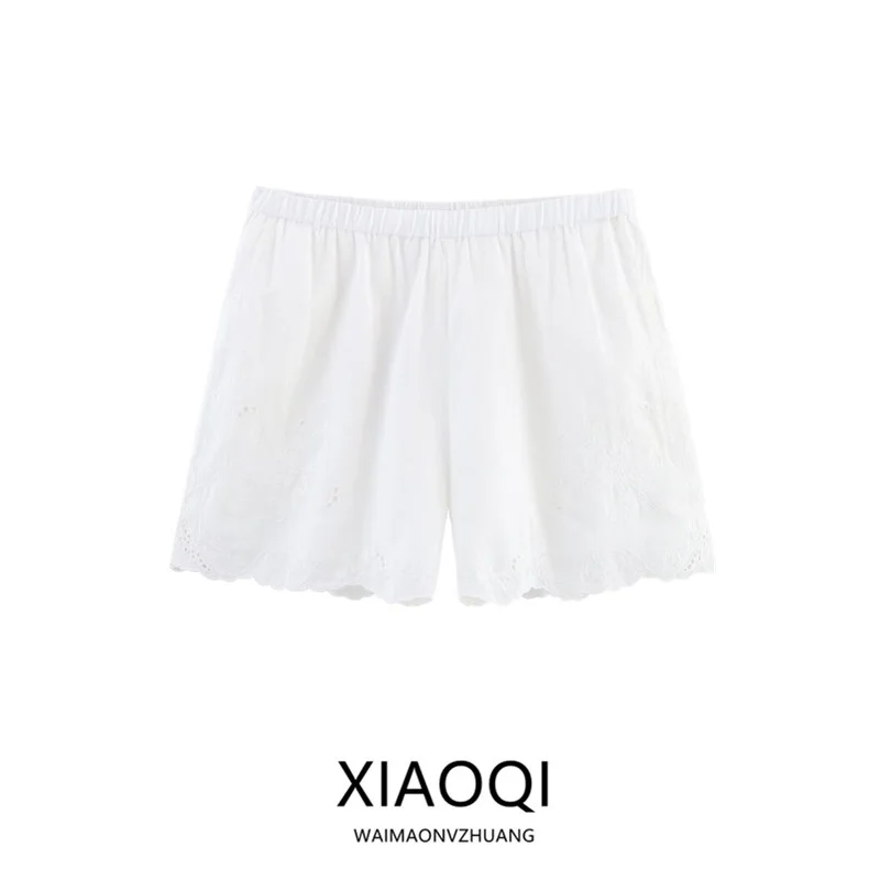 Damskie spodnie dresowe z haftowanymi kwiatami, luźny krój, proste nogawki, wysoki stan, nowość na lato.