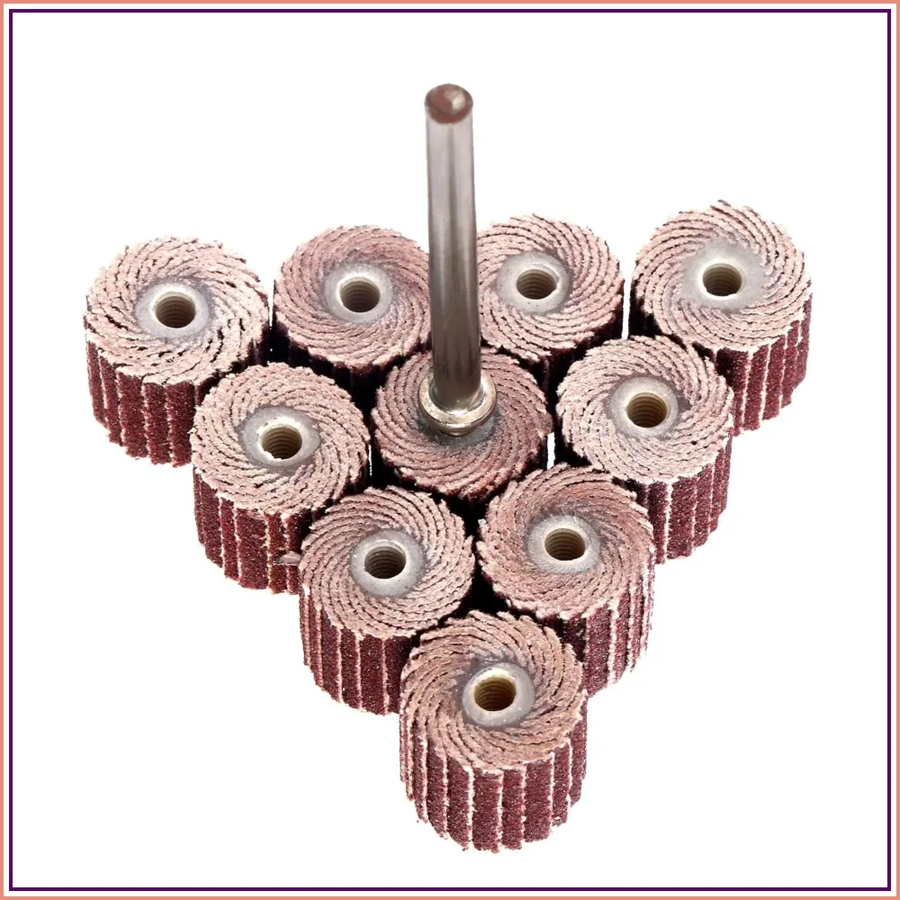 

10Pcs 240 Grit Flap Sanding Wheel Head Grinding Disc & 3mm Arbor for Rotary Tool, 10mm/0.39"