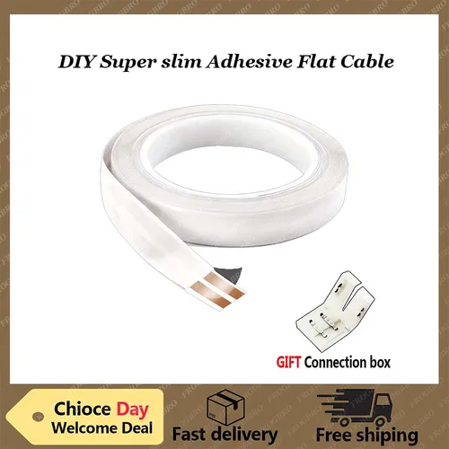FROGBRO 23 conector de cable eléctrico AWG ultra plano oculto 10M cable de cobre de 2 núcleos cable de extensión de alimentación adhesivo LED de audio