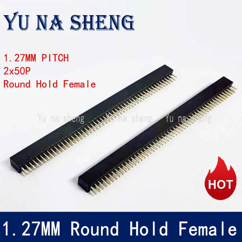 1.27mm Pitch 1.27 Single Double Row Male Female Round Pin Header 1*50P Breakaway PCB Board colour Connector Strip Pinheader 2x50