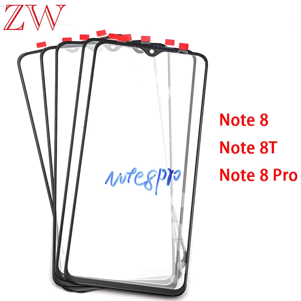 New For Xiaomi Redmi Note 8T Note 8 Pro Touch Screen LCD Display Front Glass Note8 Touchscreen Outer Glass Panel Lens With OCA