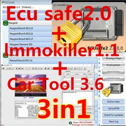 Новейший ECUSafe 2,0 ECU ECM 2,0 + immokiller V 1,1 Immo Off программное обеспечение v1.1 ImmoKiller v1.1 программное обеспечение + Cartool 3,6 Бесплатная помощь по установке +