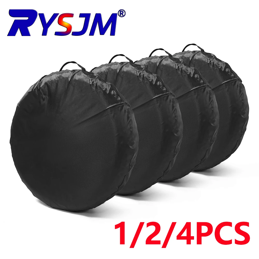 1/2/4PCS Car Auto Wheel Tire Cover Weatherproof Dust-Proof 4x4 Overland Vehicle Spare Tire Cover Case Bag Polyester