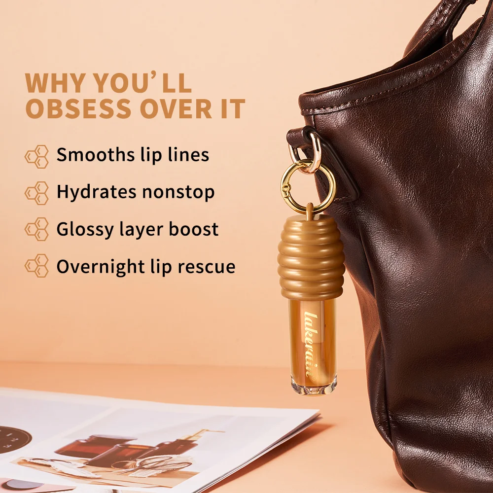 Honey Lip Gloss Plumper Oil Balm Hydration Long Lasting Moisturizing Smooth Nourishing Bag Clip Ring Cosmetics Not Sticky