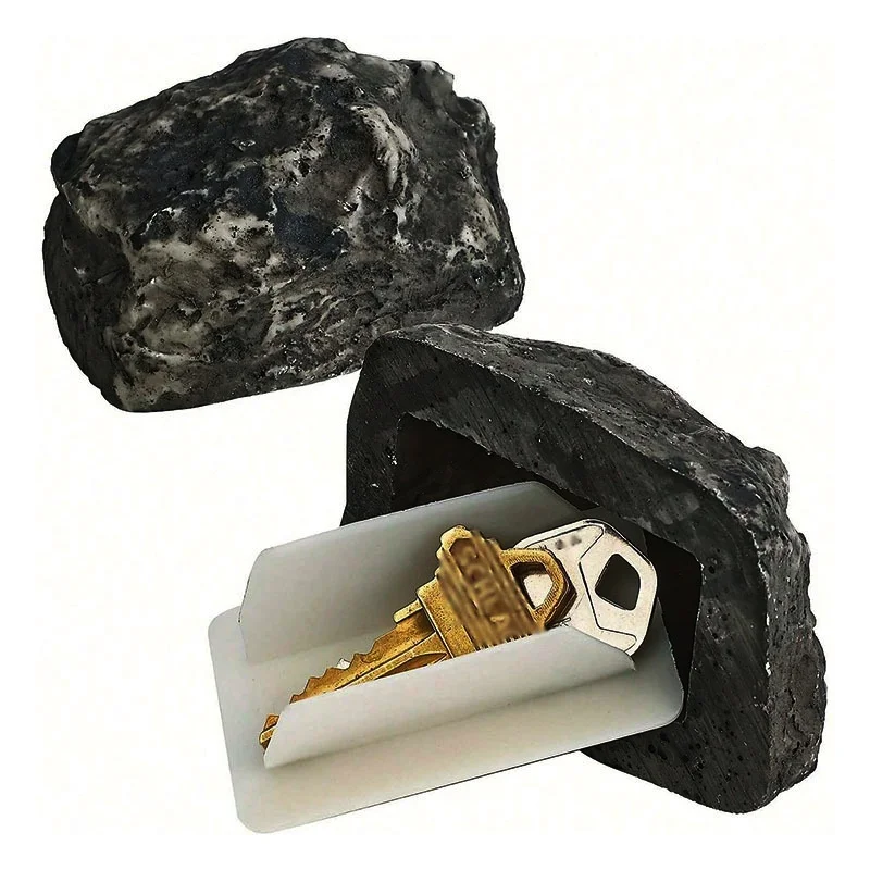 Outdoor Garden Hidden Key Holder - Resin Fake Rock Key Storage Box Simulation Stone Outdoor Garden Ornament