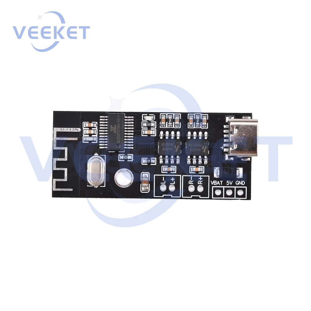 Módulo Receptor de Áudio Sem Fio, Porta Tipo C, Placa Amplificadora de Som Estéreo, Modificação DIY, MH-MX38, 5V, 5W, BT5.1