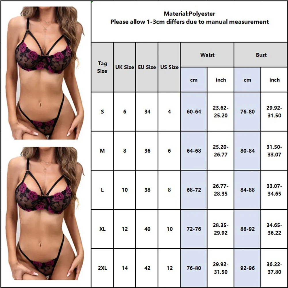 Erotische BHs Sexy Damenbekleidung Dessous Slip Sets 2 Stücke Perspektive Blumenstickerei Push Up Unterwäsche Dessous Valentinstag