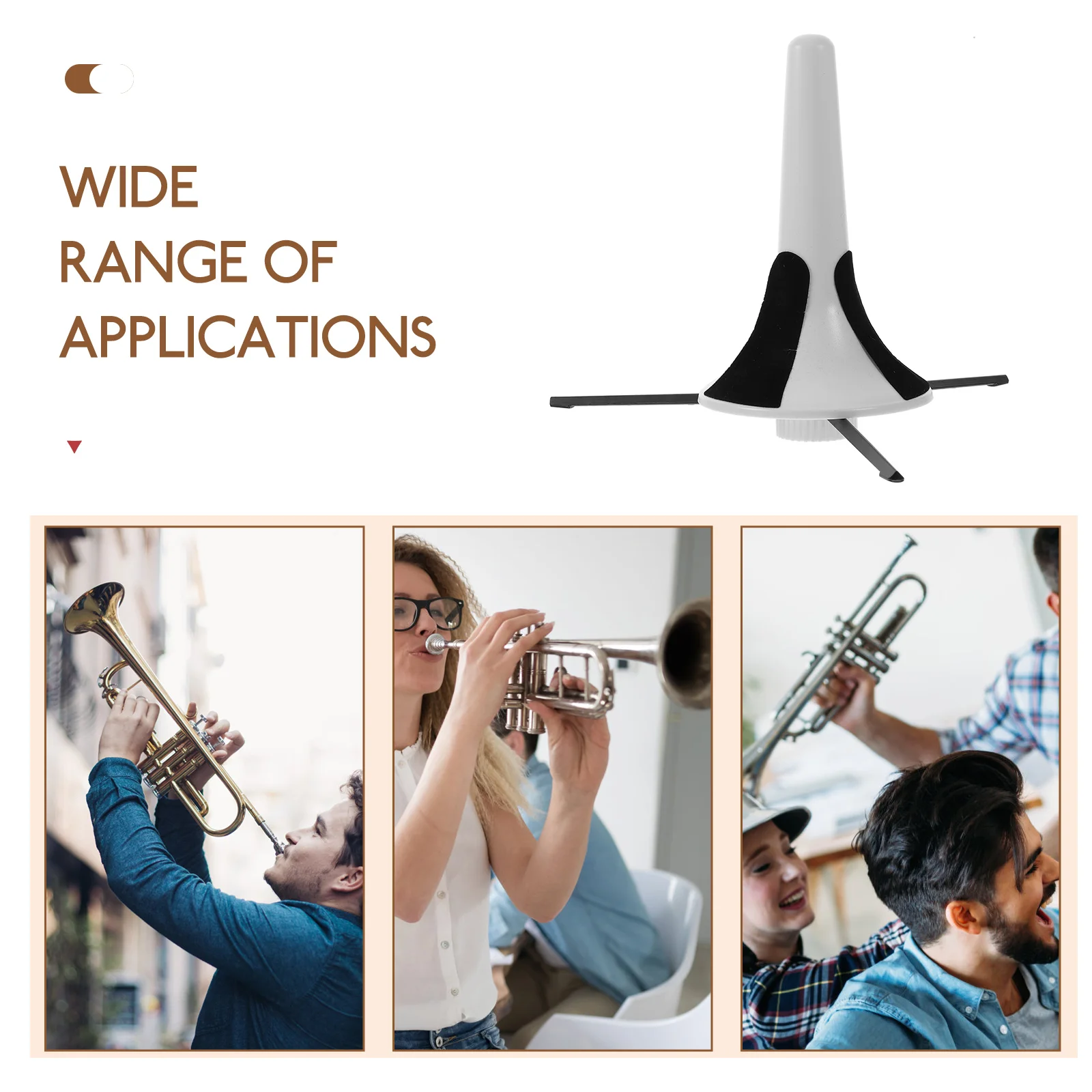 

Trumpet Holder Stand with Detachable Foldable Metal Tripod for Trumpet Wind Instrument Accessories (White)
