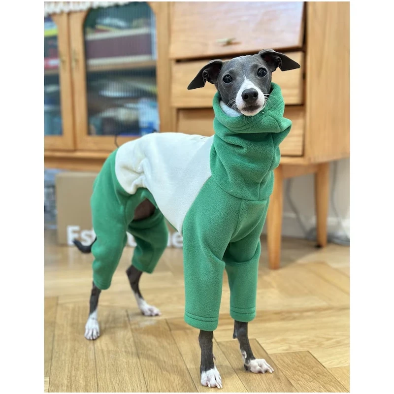 Italian Greyhound Whippet Lurcher Galgo Dog Clothing, Turtleneck Warm Fleece Dog Coat, Jammies, Pajamas, Jumpsuit