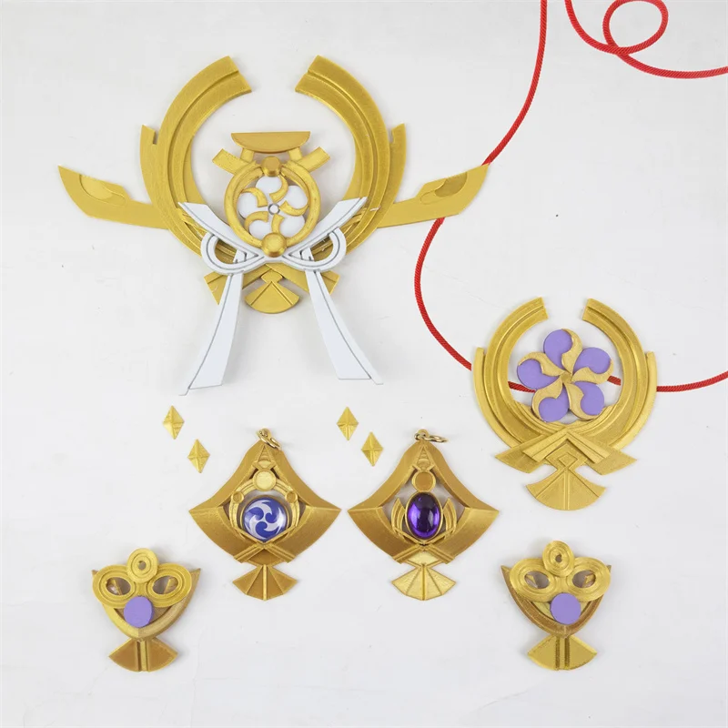 New Genshin Impact Yae Miko Cosplay Prop Accessories Kagura's Verity Accessories Headwear Hair Clip Earrings Necklace Halloween