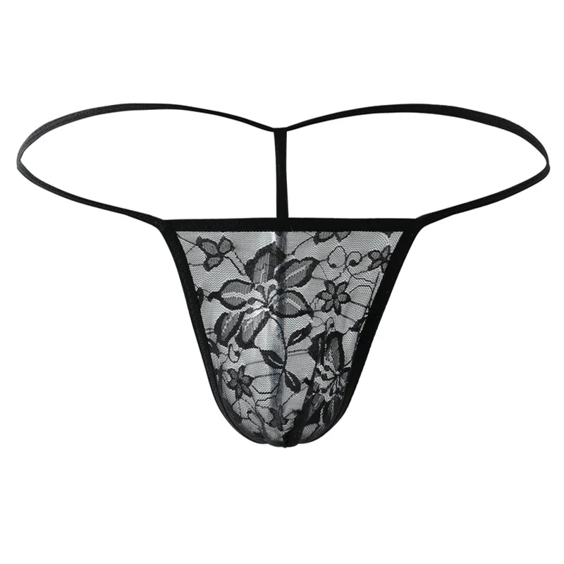 Men Sex Lace See Through Sissy  G-string For Brief Tback Underwear Erotic Lingerie Erotic Hombre Male Lingerie Tanga