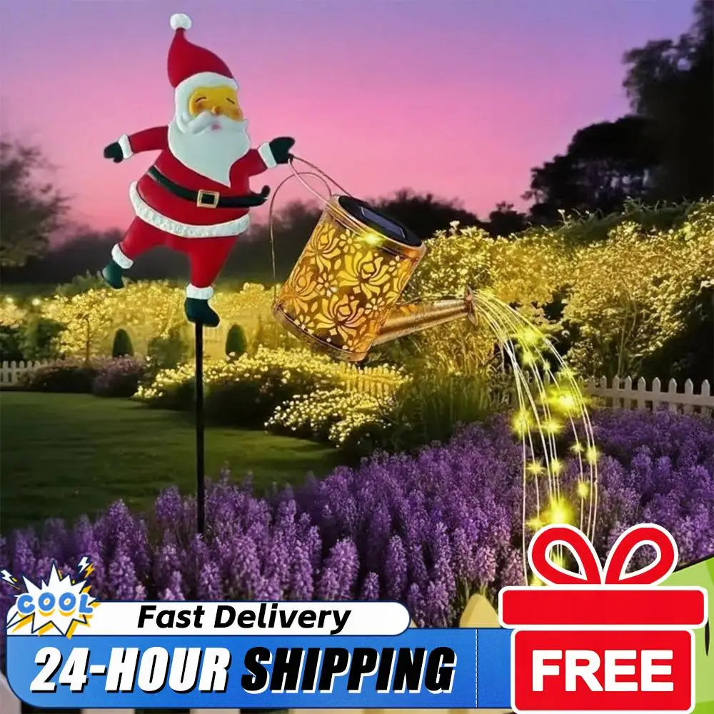 

Рождественский Санта-Клаус, солнечные фонари для чайника, садовый газон, двор, Санта-Клаус, чайник, наземная лампа, светодиодный ночник, уличный декор, садовый подарок