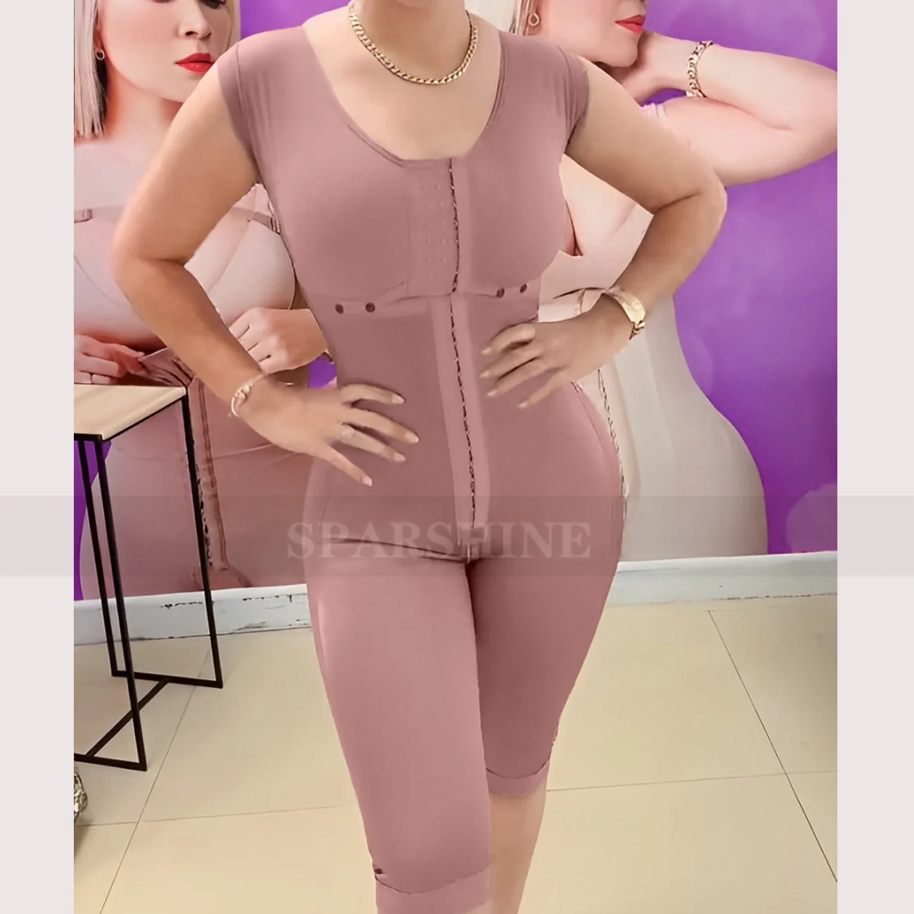 Fajas Colombianas High Compression Full Body Shapewear Chest wrap sleeveless jumpsuit For Postpartum Slimming Sheath Belly