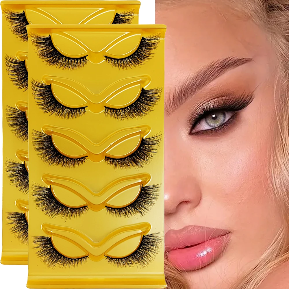 10 Paar/2er-Pack Katzenaugenwimpern Wispy Fake Lashes Fluffy Cat Eye Lashes Extensions Falscher Wimpern