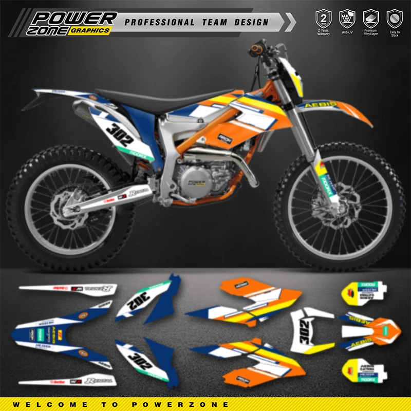 PowerZone Custom Team Graphics Backgrounds Decals For 3M Stickers Kit For KTM 2012-2017 2018 2019 2020 2021 FREERIDE 250 300 18