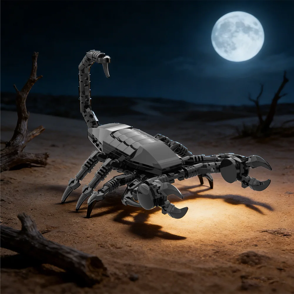 Bloques de Construcción Modelo Escorpión Negro MOC, Insecto de Terror, Escorpión Ensamblado, Juguete de Ladrillos, Regalo Creativo DIY para Adultos
