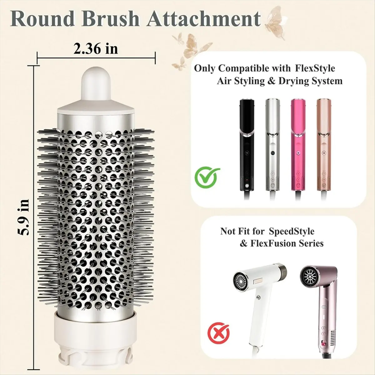 مرفق فرشاة مستديرة FSLH لملحقات FlexStyle، أداة تصفيف الشعر ذات فرشاة مكثفة مستديرة #5