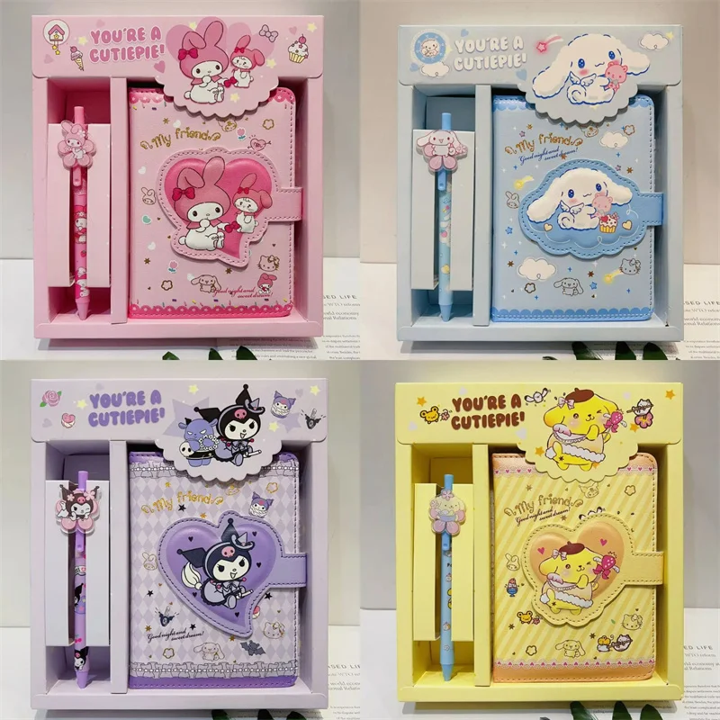 Hello Kitty Notebook Gel Pens Sanrio Kuromi Cinnamoroll Notepad Daily Weekly Agenda Planner Stationery Set Office School Supplie